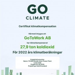 Hållbarhet Klimatkompensation GoClimate GoToWork